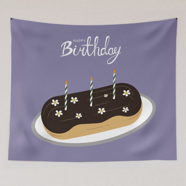 Item preview, Flat Design Happy Birthday Illustration with Daisy Eclair,Candles designed and sold by AlginaPugachova.