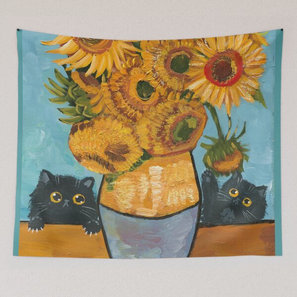Item preview, Cats Playing With Sunflowers designed and sold by KilkennyCat Art.