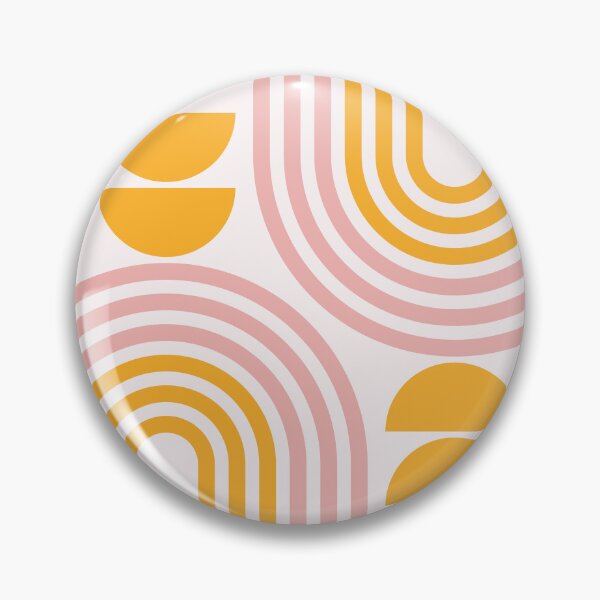 Item preview, Midcentury Modern Geometric Arch Sun Abstract 6 in Pale Pink Mustard Yellow designed and sold by nineFlorals.