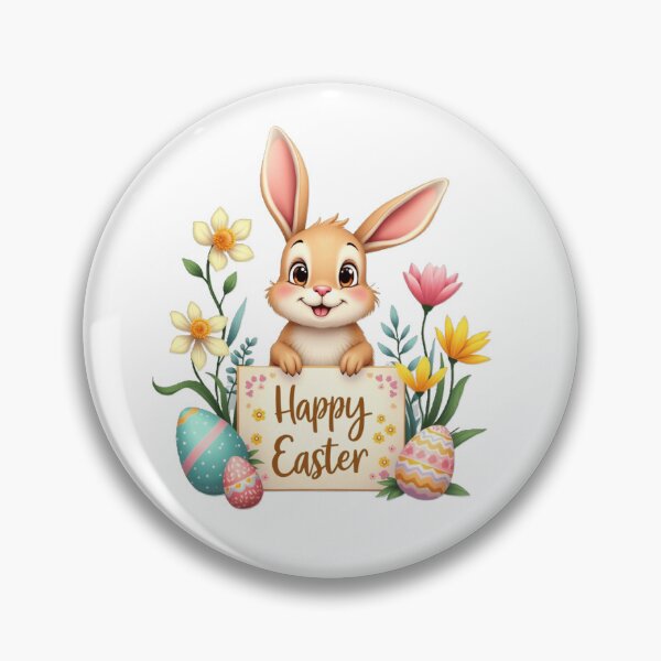 Artikelvorschau, Ein süßer, fröhlicher Osterhase mit Ostereiern und Frühlingsblumen entworfen und verkauft von nicnacc.