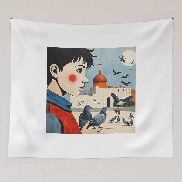 Item preview, garçon avec des pigeons  designed and sold by Terry Collett.