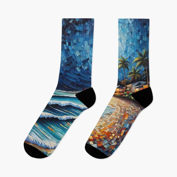 Item preview, Abstract mosaic beach art in the moonlight designed and sold by JackFreestone.