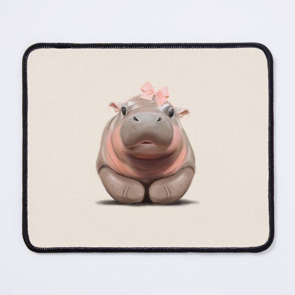 Item preview, Moo Deng Cute Baby Hippo in Pink Bow designed and sold by Whimsy-Wildlife.