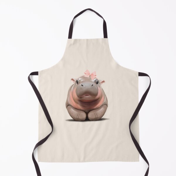 Item preview, Moo Deng Cute Baby Hippo in Pink Bow designed and sold by Whimsy-Wildlife.