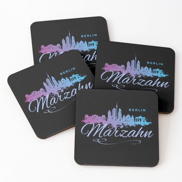Artikelvorschau, Aquarell Berlin Skyline mit Mahrzahn Schriftzug entworfen und verkauft von Ecmoprints.