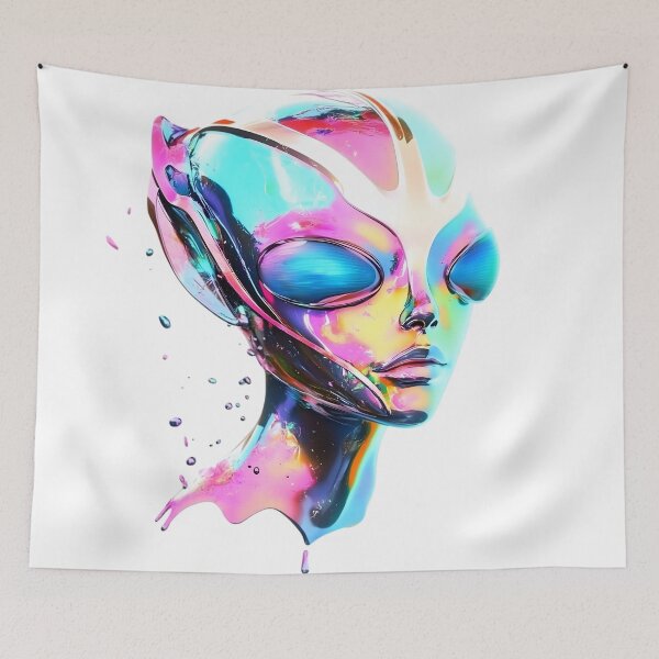 Item preview, Glamorous Galaxy Muse – Iridescent Alien Art designed and sold by AI-Only Creations.