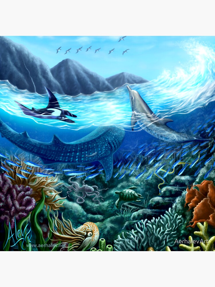Thumbnail 3 of 3, Sticker, Undersea Harmony designed and sold by AerhalevArt.