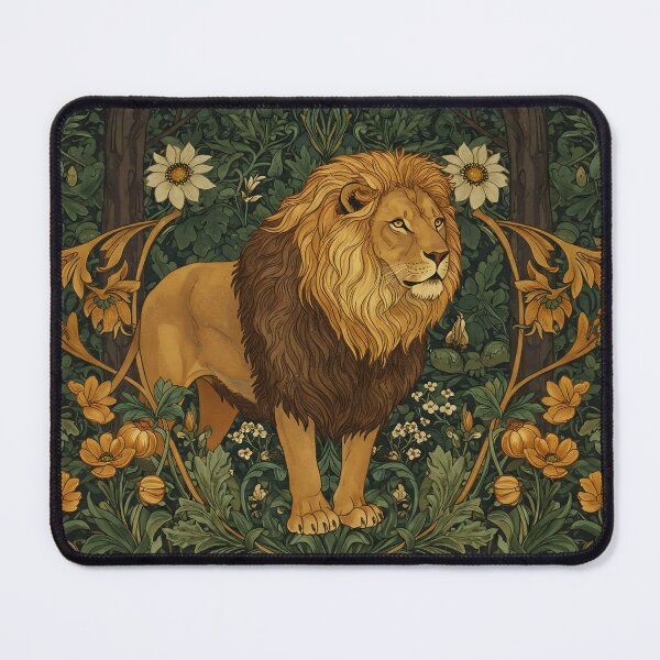 Item preview, Vintage Jungle Lion – William Morris Style Botanical  designed and sold by svarupa.