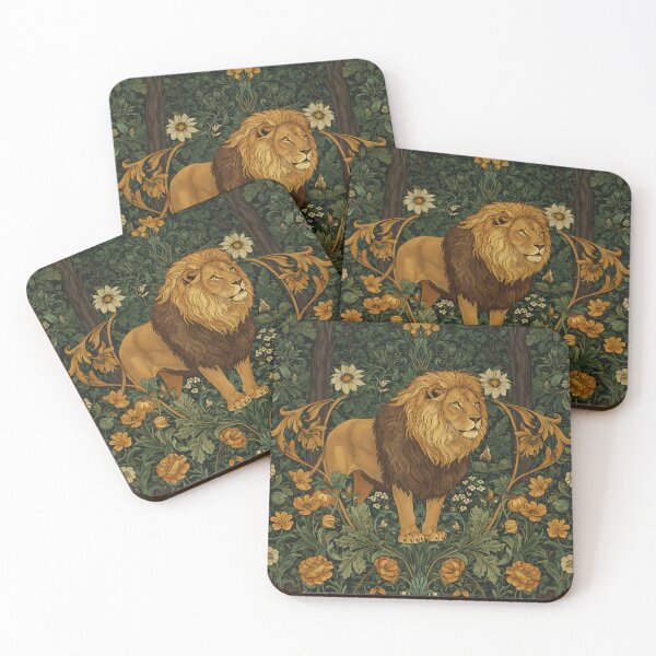 Item preview, Vintage Jungle Lion – William Morris Style Botanical  designed and sold by svarupa.