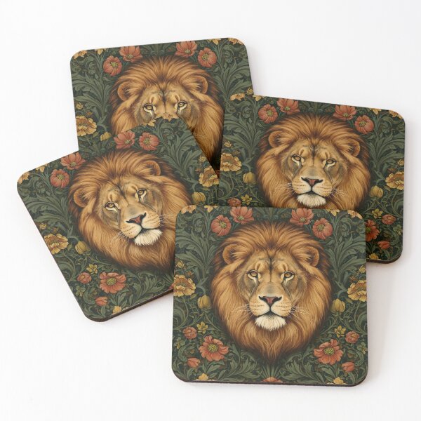 Item preview, Vintage Jungle Lion – William Morris Style Botanical  designed and sold by svarupa.