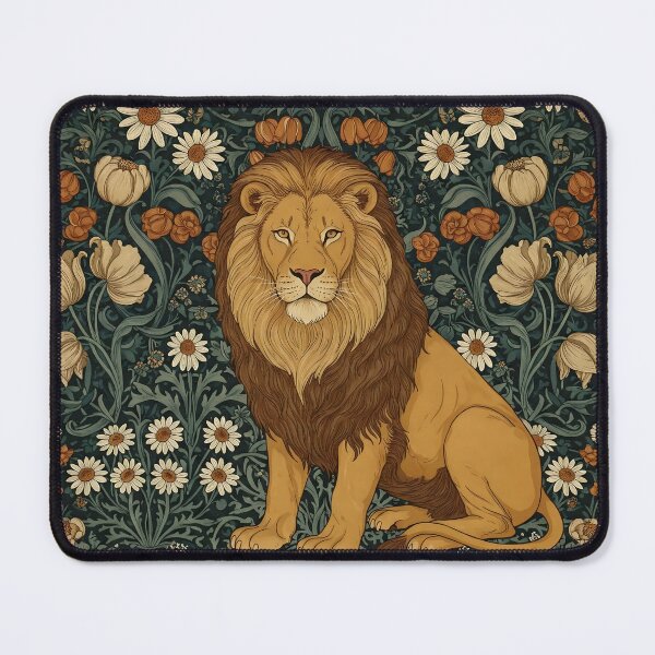Item preview, Vintage Jungle Lion – William Morris Style Botanical  designed and sold by svarupa.