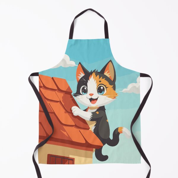 Item preview, Cute Cat Peeking Over Orange Tile Roof designed and sold by Bebrowny.