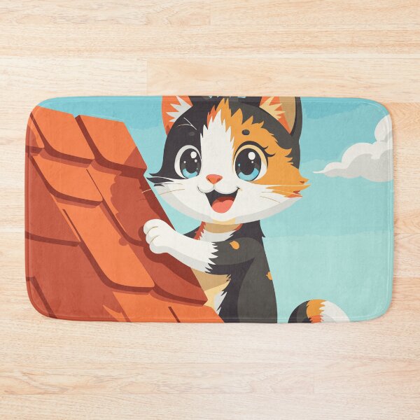 Item preview, Cute Cat Peeking Over Orange Tile Roof designed and sold by Bebrowny.