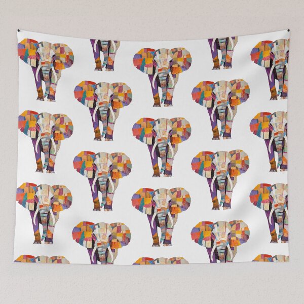Item preview, Colorful Patchwork Elephant - Vibrant Mosaic Art designed and sold by Moss and Moon Studio.