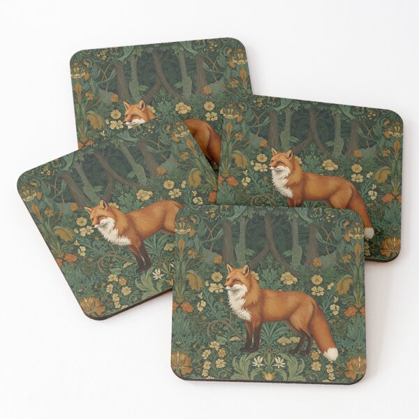 Item preview, Vintage Jungle Fox – William Morris Style Botanical  designed and sold by svarupa.
