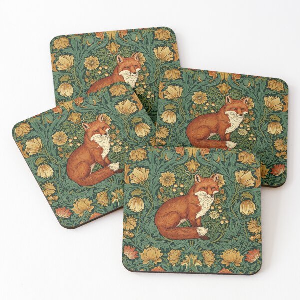 Item preview, Vintage Jungle Fox – William Morris Style Botanical  designed and sold by svarupa.