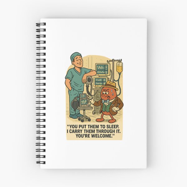 Item preview, Riñón vs. Anestesia | Quirófano retro | Caricatura médica sarcástica designed and sold by Sabbara.