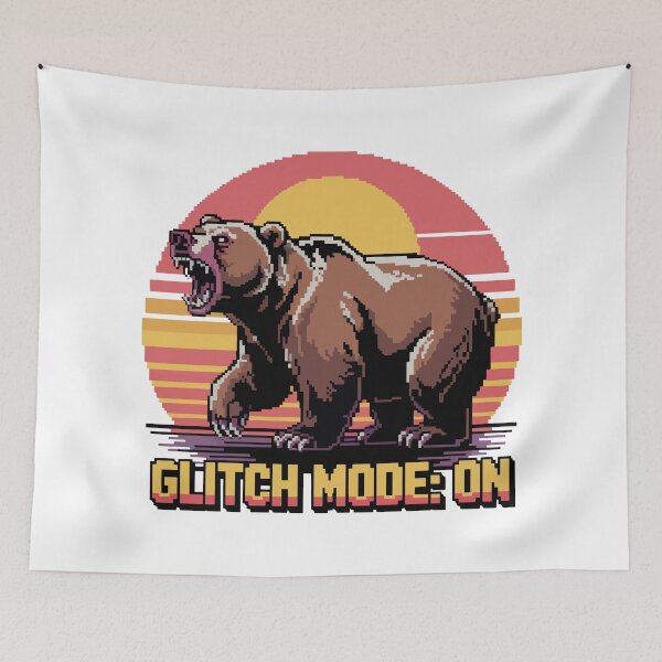 Item preview, Glitch Mode On Pixel Art Angry Bear designed and sold by NaturePixel.