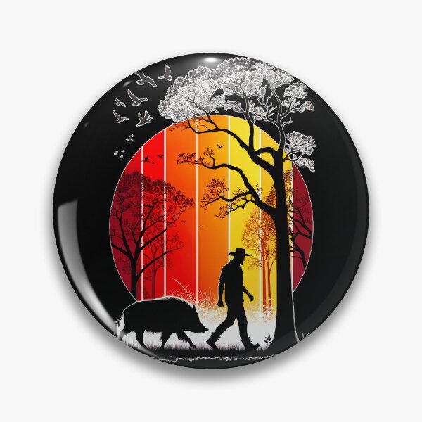 Item preview, African Sunset Wanderer: Man & Boar in Wild Silhouette designed and sold by VikArtStudio.