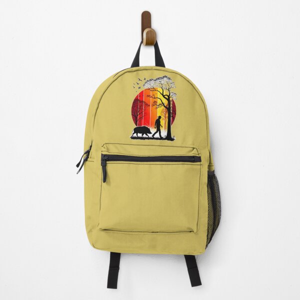 Item preview, African Sunset Wanderer: Man & Boar in Wild Silhouette designed and sold by VikArtStudio.