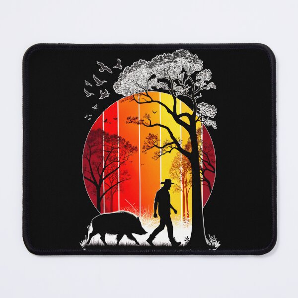 Item preview, African Sunset Wanderer: Man & Boar in Wild Silhouette designed and sold by VikArtStudio.