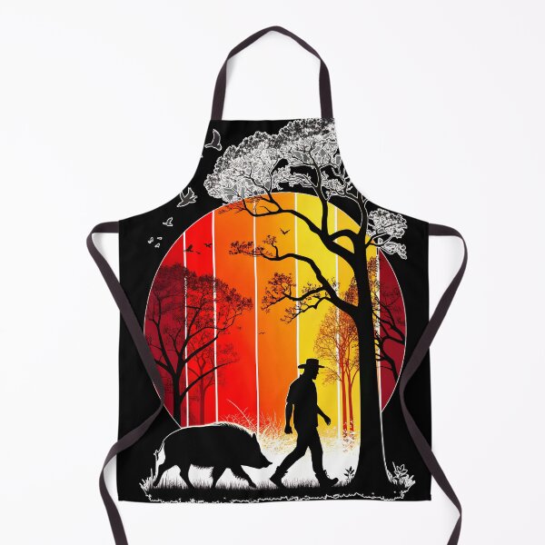 Item preview, African Sunset Wanderer: Man & Boar in Wild Silhouette designed and sold by VikArtStudio.