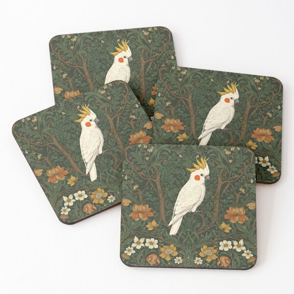 Item preview, Vintage Jungle Cockatiel– William Morris Style Botanical  designed and sold by svarupa.