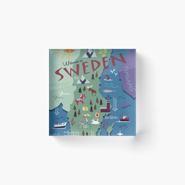 Item preview, Sweden Map Illustrated poster designed and sold by Gary Godel.