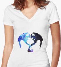 Cœur de dragon (fureur sans dents et légère) T-shirt col V femme