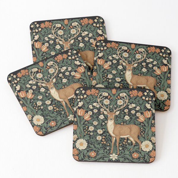 Item preview, Vintage Jungle Deer– William Morris Style Botanical  designed and sold by svarupa.
