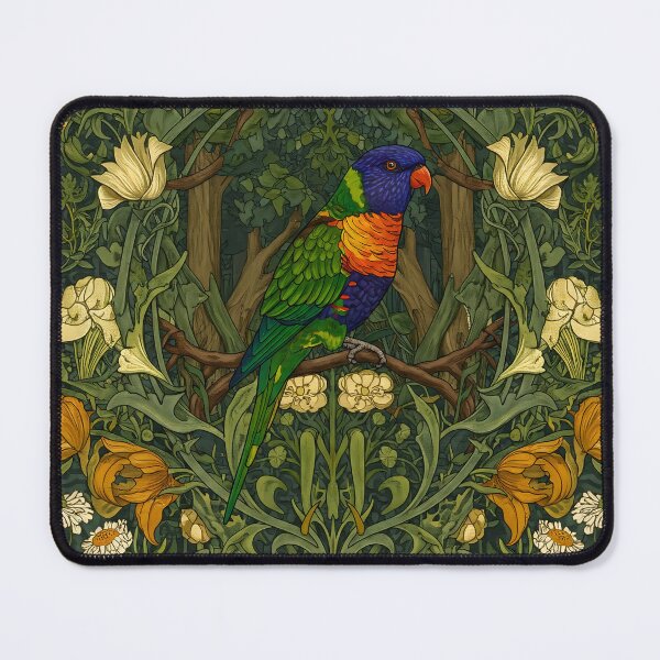 Item preview, Copy of Vintage Jungle Rainbow Lorikeet parrot – William Morris Style Botanical designed and sold by svarupa.