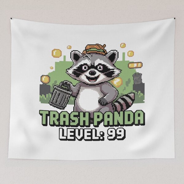 Item preview, Trash Panda Level 99 - Arcade Raccoon Pixel Art designed and sold by NaturePixel.