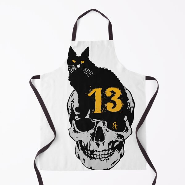 Item preview, black cat skull skull 13 number misfortune bad luck old school designed and sold by Achille3777.