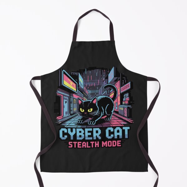 Item preview, Cyber Cat Stealth Mode - Neon Pixel Black Cat designed and sold by NaturePixel.