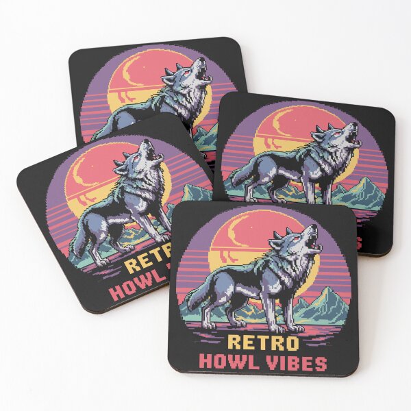 Item preview, Retro Howl Vibes - Pixel Wolf Cyberpunk Moon designed and sold by NaturePixel.