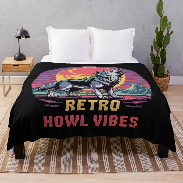 Item preview, Retro Howl Vibes - Pixel Wolf Cyberpunk Moon designed and sold by NaturePixel.