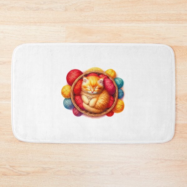 Item preview, Cute ginger kitten asleep in a basket of wool designed and sold by LoneAngel.