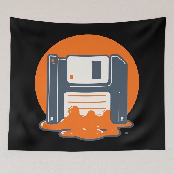 Item preview, Nostalgic Data Melt - Retro Floppy Disk Art designed and sold by BRU Design.