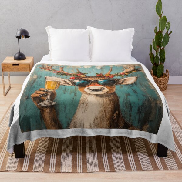 Item preview, Cool Christmas Reindeer with Sunglasses and Champagne designed and sold by AchaRat.