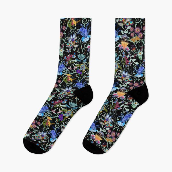 Item preview, Fairyland Flowers Boho Beauties on Black Background designed and sold by CheriesArt.