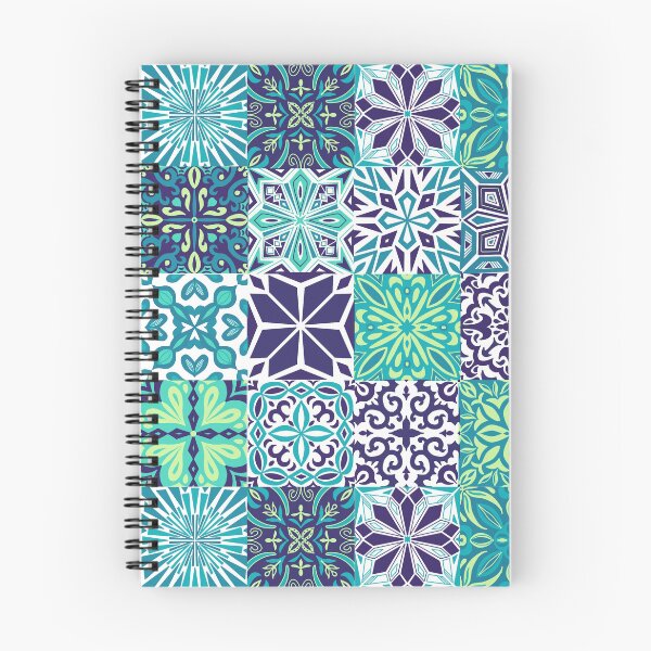 Item preview, Azuleo tiles in navy blue, teal, yellow and white designed and sold by EllilaDesigns.