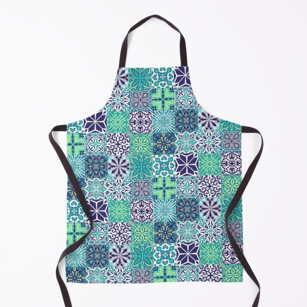 Item preview, Azuleo tiles in navy blue, teal, yellow and white designed and sold by EllilaDesigns.