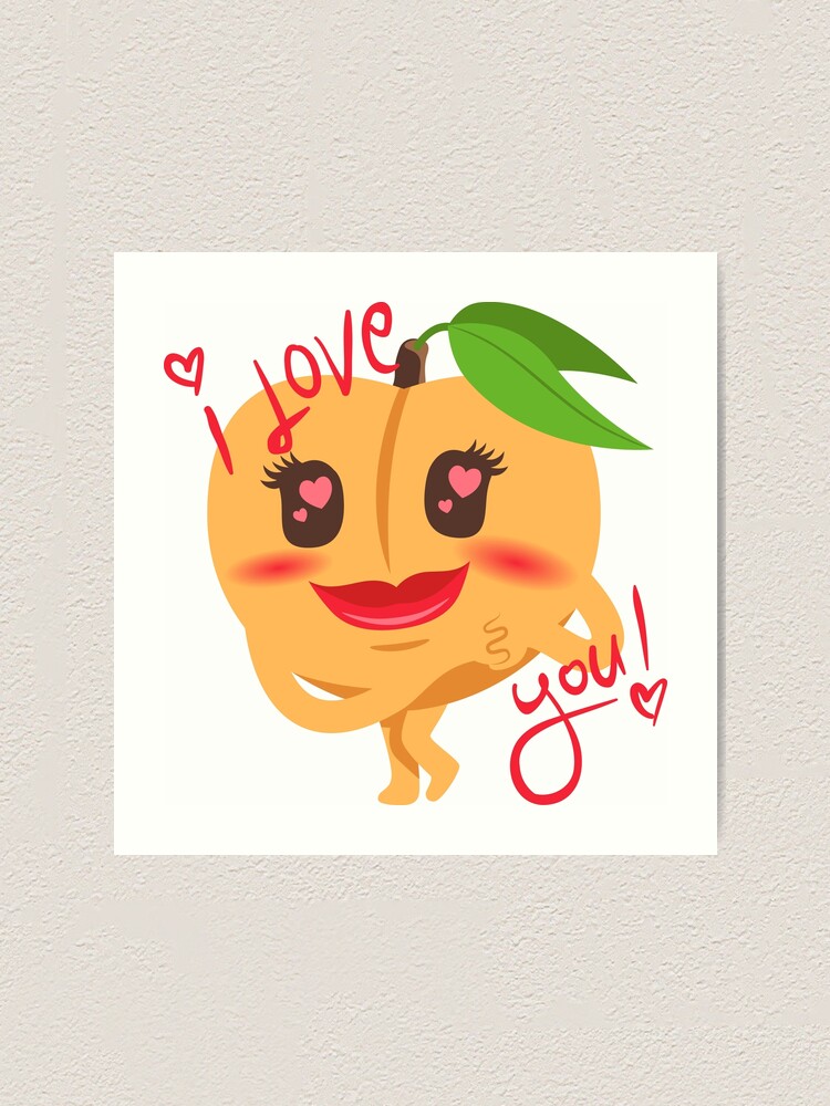 Joypixels I Love You Peach Emoji Art Print By Joypixels Redbubble