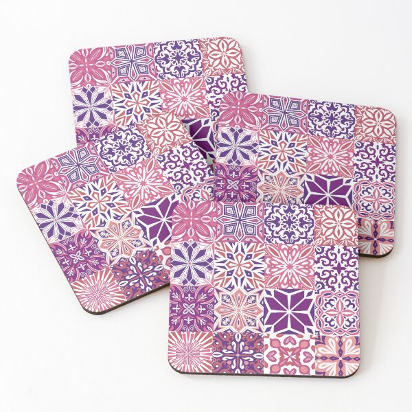 Item preview, Azuleo tiles in pink and purple designed and sold by EllilaDesigns.