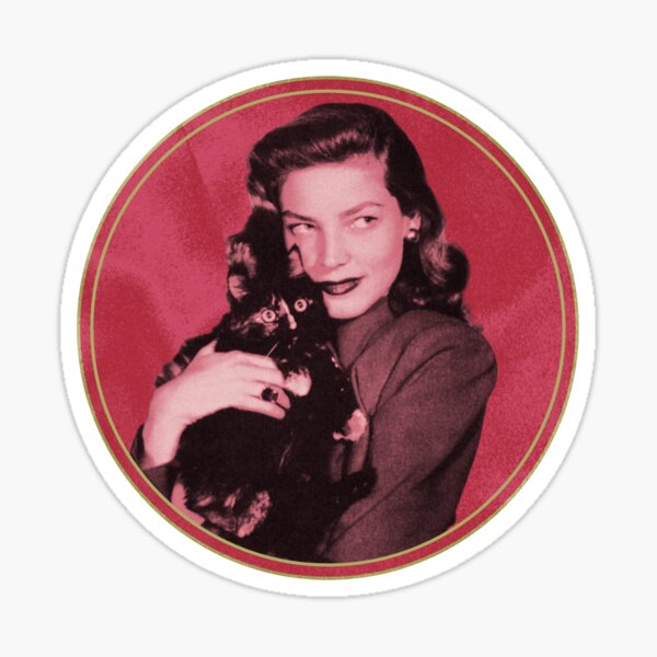 Item preview, Lauren Bacall with cat circle frame designed and sold by Vintiff.
