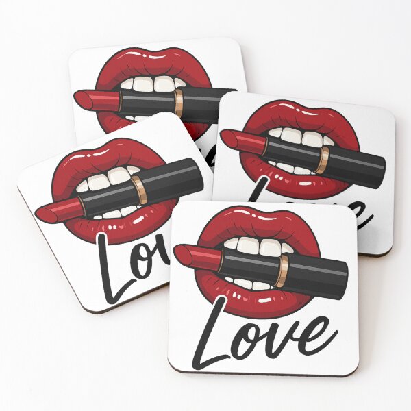 Item preview, "Sensual Lips Biting a Lipstick – Glamour and Fashion Design" designed and sold by Mim's création .