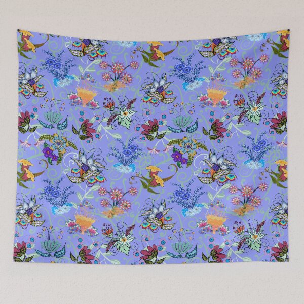Item preview, Fairyland Flowers Boho Beauties on Light Blue Background designed and sold by CheriesArt.