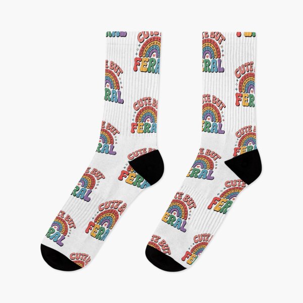 Item preview, Rainbow 'Cute but Feral' Typography Design designed and sold by WHDProduction45.