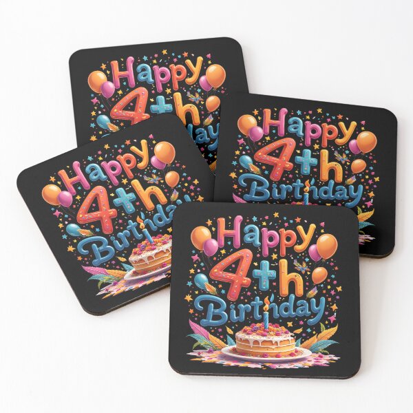 Item preview, Vibrant Happy 4th Birthday designed and sold by Itsheartshop.