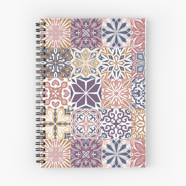 Item preview, Azuleo tiles in muted colors Blue, Pink and Ochre designed and sold by EllilaDesigns.